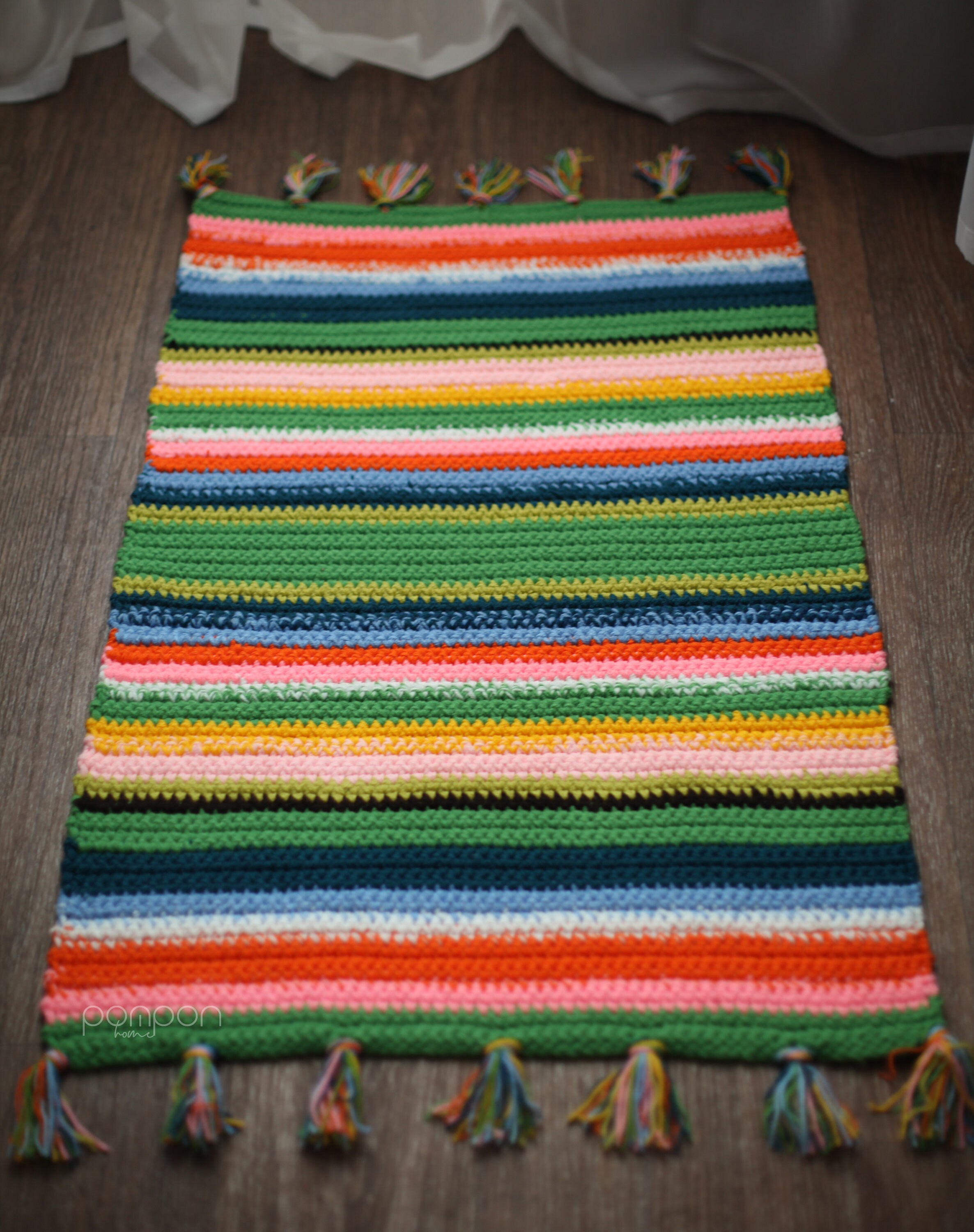 Mexican area rug. Multicolor striped carpet 2x3 ft. Crochet Etsy