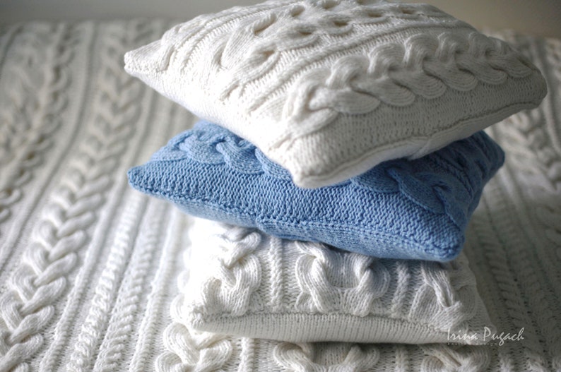 White cable Knit Pillowcase Cable Knit Cushion Cover Etsy