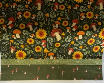 Mushrooms and sunflowers pillowcase