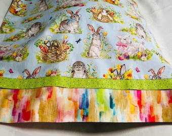 Bunnies and Lambs Easter Pillowcase