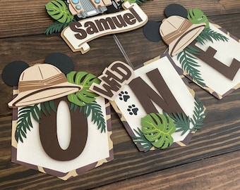 Mickey Safari High Chair Banner Mickey safari banner Wild One Banner Jungle Safari Banner