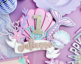 Mermaid cake topper, mermaid cake topper, mermaid party, under the sea cake topper, mermaid first birthday, mermaid tail topper