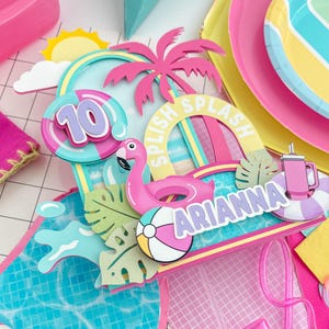 Pool party cake topper, teen girl birthday, splish splash pool party, summer bash party, summer girl birthday party, tropical summer party