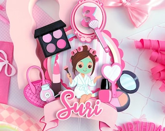 Threenager cake topper, Make Up Cake Topper, Spa Birthday Cake Topper, Glam Party Topper, Girl Birthday Decoration, Makeup Theme