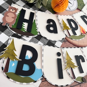 One Happy Camper happy birthday banner, little camper cake topper, camping theme birthday, National park cake topper, little explorer banner