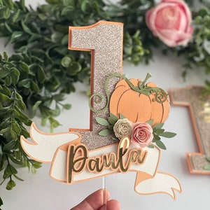 Little pumpkin cake topper, 1st Birthday Cake Topper, little pumpkin birthday, fall 1st birthday decor, Pumpkin Birthday Decoration