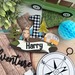 One Happy Camper cake topper, little camper cake topper, camping theme birthday, National park cake topper, little explorer cake topper