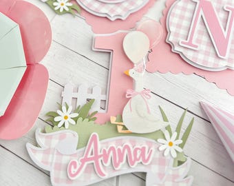 One Silly Goose cake topper, Goose First Birthday Party Decor, Floral Geese First Birthday, Goose 1st Birthday decorations, One Silly Goose