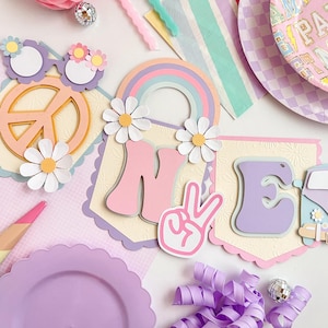 Groovy One High Chair Banner, Groovy babe, one groovy year banner, Groovy One Birthday