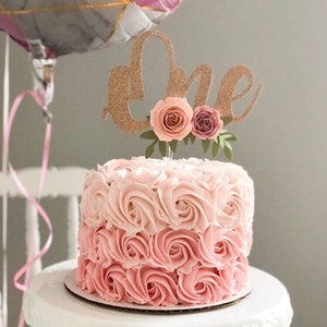 CAKE GIRLS GARAGE CLASSIC '67年1st One Cake Topper, One Year Old Cake Topper, Floral Cake
