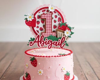 Berry First Birthday Cake Topper, Strawberry Theme Party Decor
