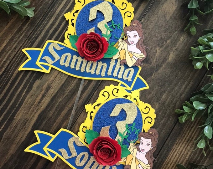 princess belle cake topper belle birthday decor Belle birthday Beauty and the beast cake topper princess cake topper