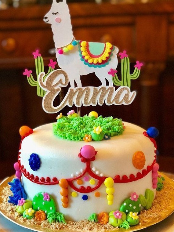 Llama cake topper llama party decor cactus party fiesta | Etsy