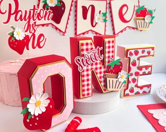 Berry First Birthday 3D Letters Strawberry 3D Letters, Strawberry banner, Strawberry party decor, Berry Theme, berry first birthday