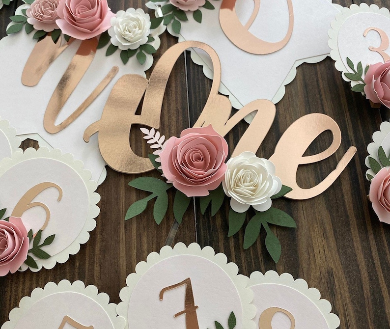 One Cake Topper One Year Old Cake Topper Floral Cake Topper Etsy