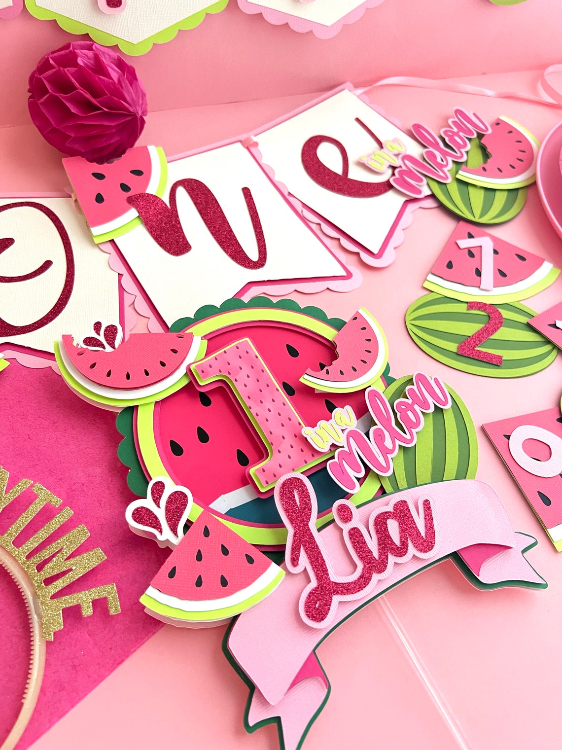 Topper Meilon One in a Melon Cake Topper, Watermelon Cake Topper, One in a Melon ...