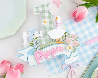 Silly Goose Cake Topper, our silly goose second birthday, Floral Geese First Birthday, Goose 1st Birthday decorations, One Silly Goose decor
