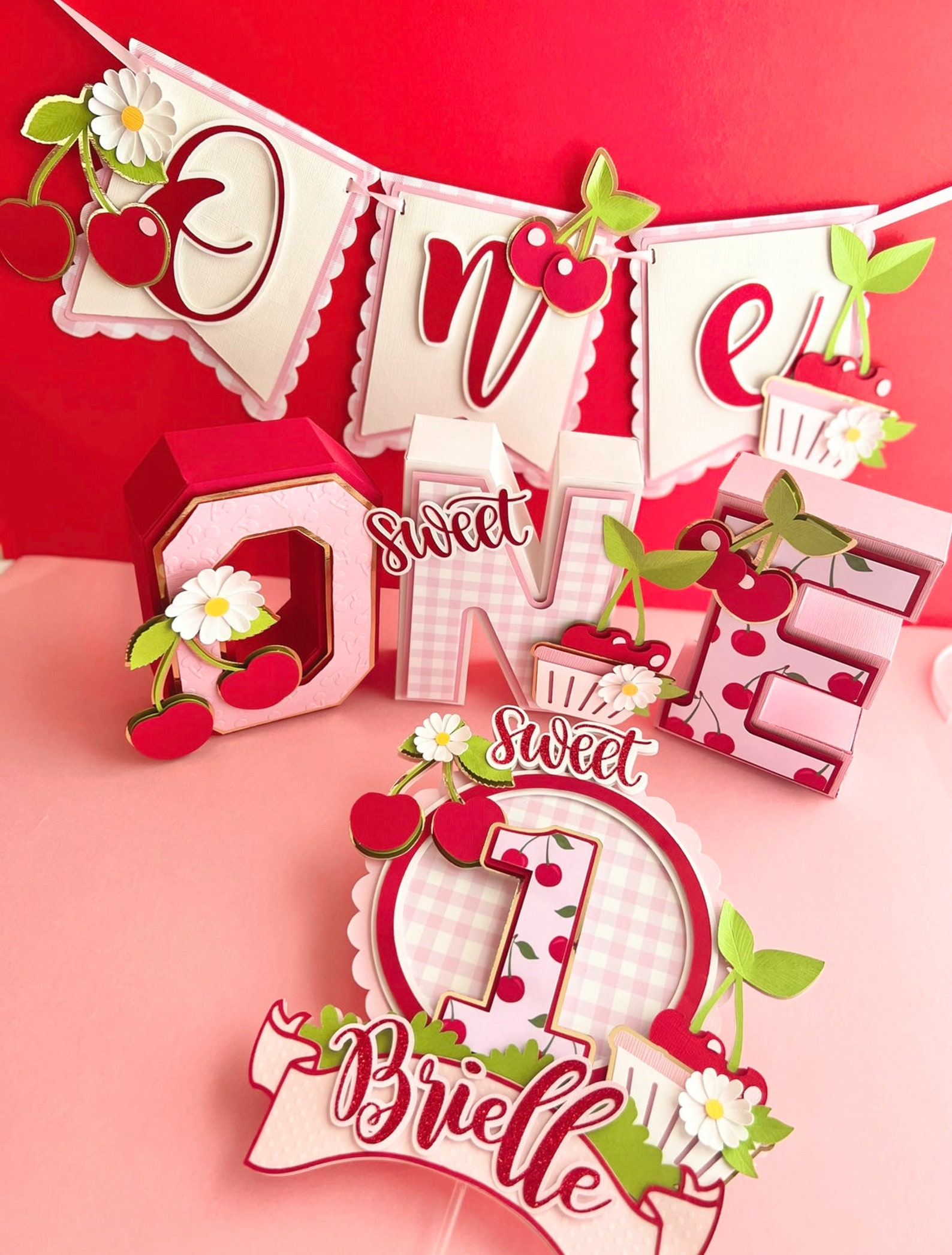 Cherry First Birthday Cake Topper, Cherry Sweet Theme, Cherry Party ...
