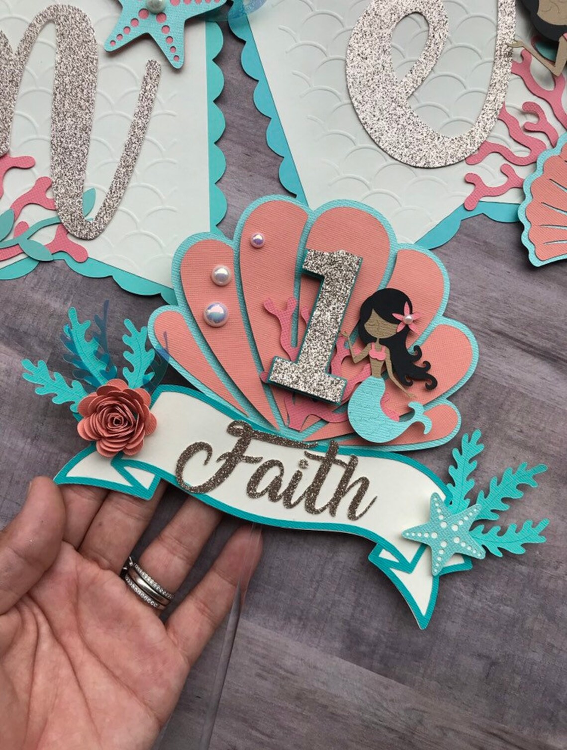 Mermaid 1st birthday topper mermaid cake topper mermaid | Etsy