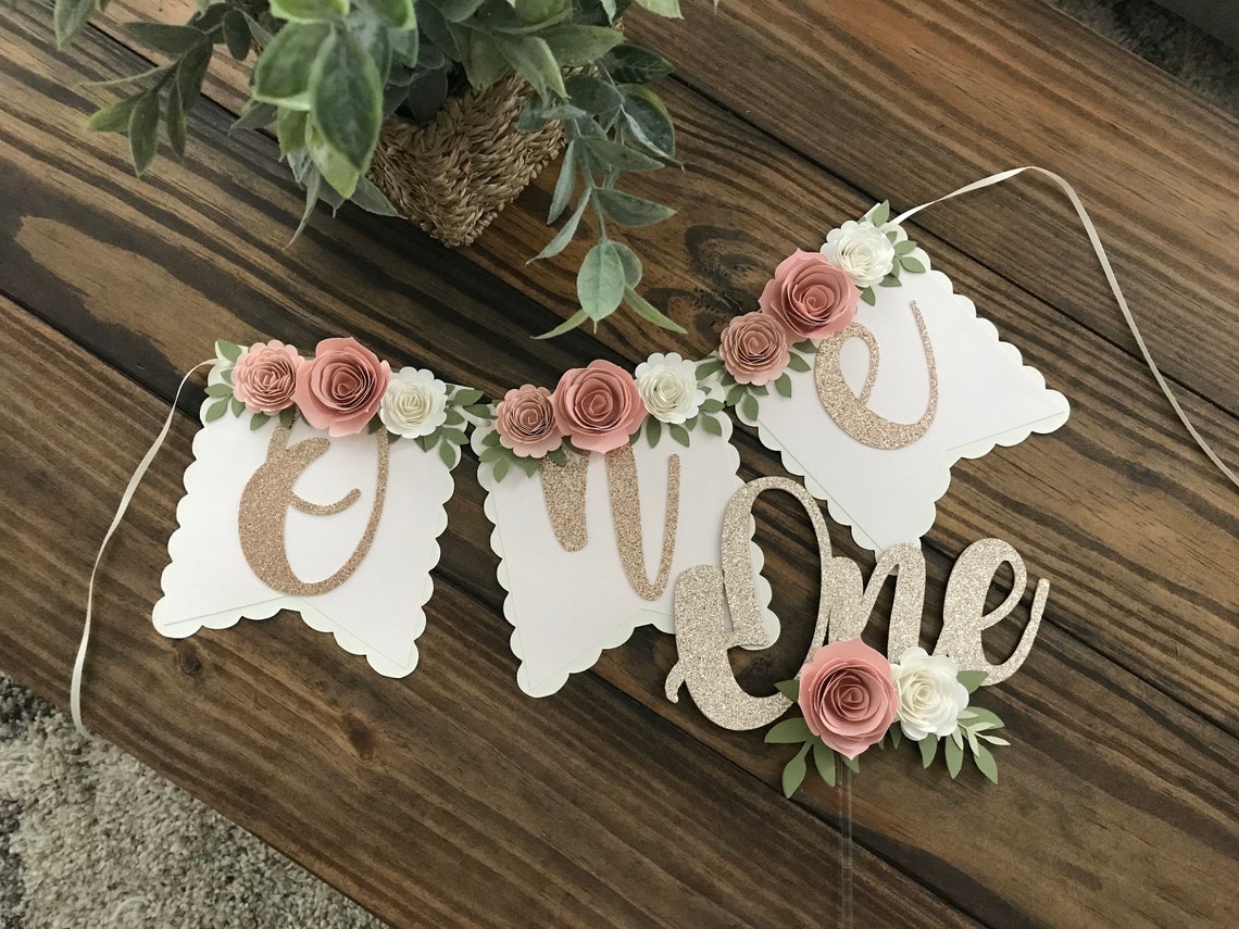 One High Chair Banner Floral High Chair Banner Boho Theme Etsy