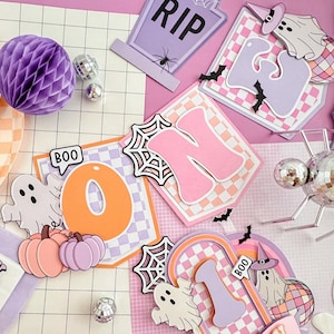 Groovy Ghost Halloween High Chair Banner, Boo High Chair Banner, Spooky One Banner, Girl Spooky Theme, Groovy spooky high chair banner