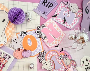 Groovy Ghost Halloween High Chair Banner, Boo High Chair Banner, Spooky One Banner, Girl Spooky Theme, Groovy spooky high chair banner