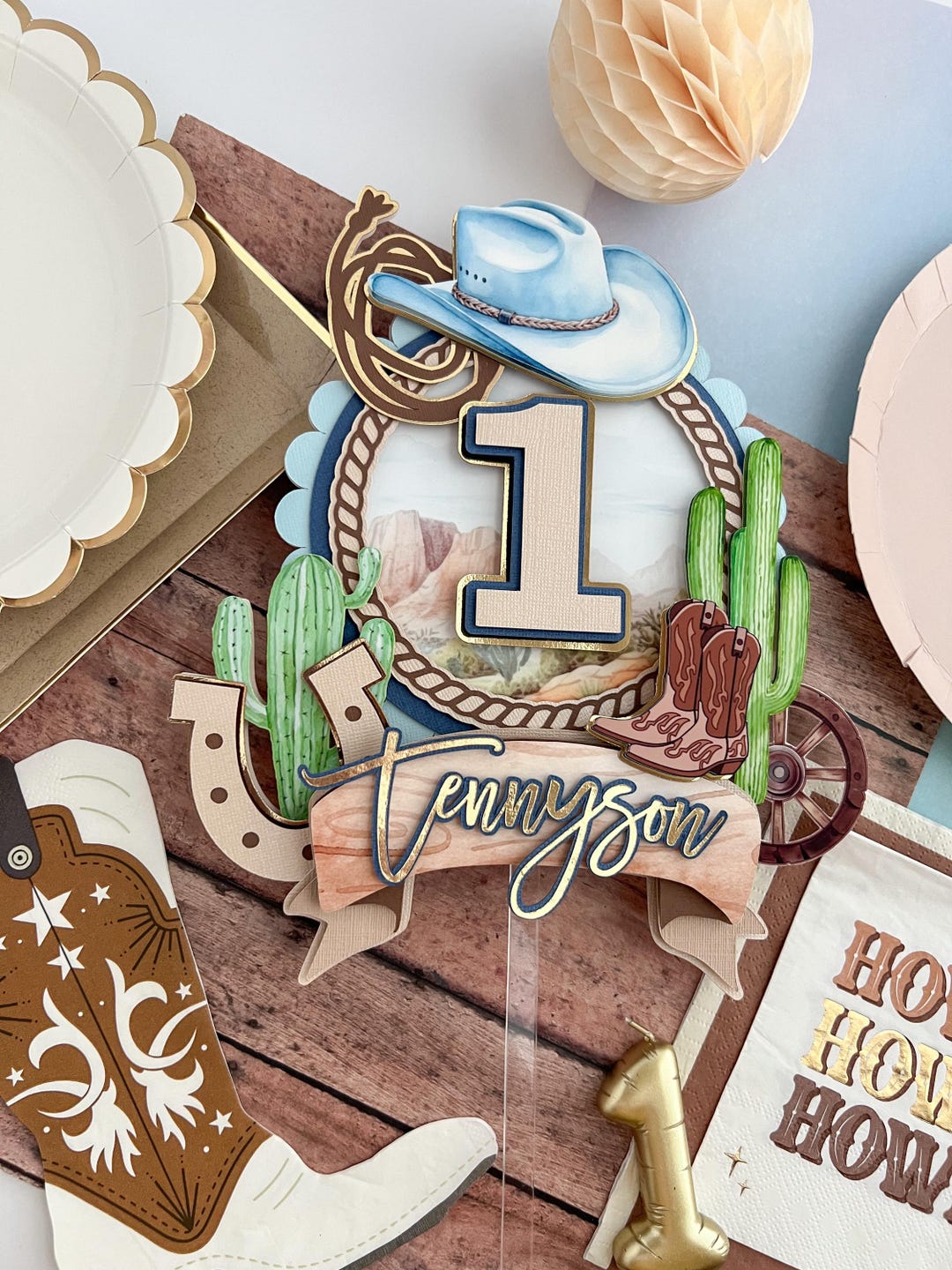 My First Rodeo Cake Topper for Boy – Western 1st Birthday Decorations ...