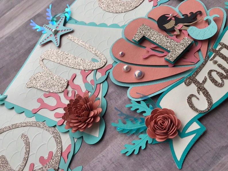 Download Mermaid 1st birthday banner mermaid cake topper mermaid ...