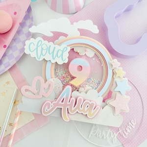 Cloud 9 Cake Topper, Cloud Birthday Party, Rainbow Party Decorations, 9 years old birthday cake topper