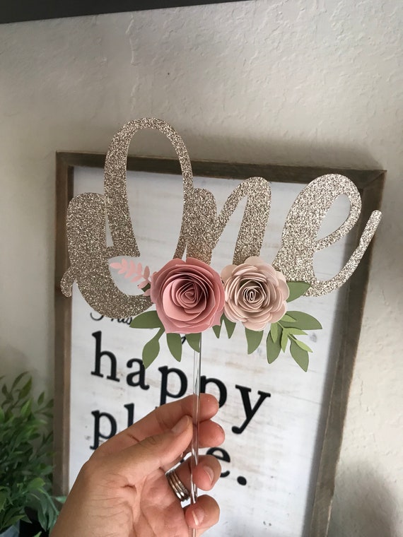 CAKE GIRLS GARAGE CLASSIC '67年1st One Cake Topper, One Year Old Cake Topper, Floral Cake