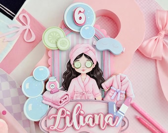 Spa Party Cake Topper, Glam Birthday Decor