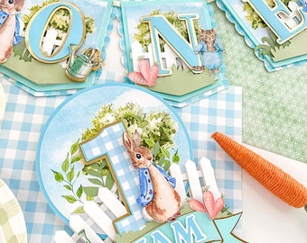 Peter Rabbit High Chair Banner, Some bunny is one, Some bunny is one banner, Bunny Birthday Party, Bunny theme, Easter birthday