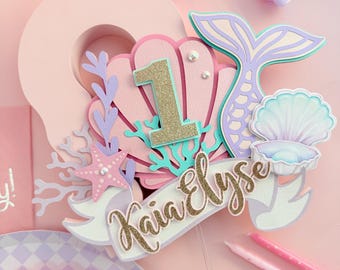 Mermaid cake topper, under the sea cake topper, mermaid party, under the sea party, mermaid first birthday, mermaid tail topper