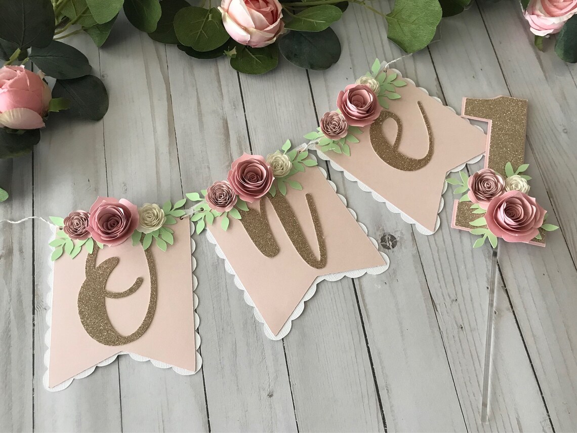 Floral High Chair Banner Floral Party Decor Floral Banner Etsy