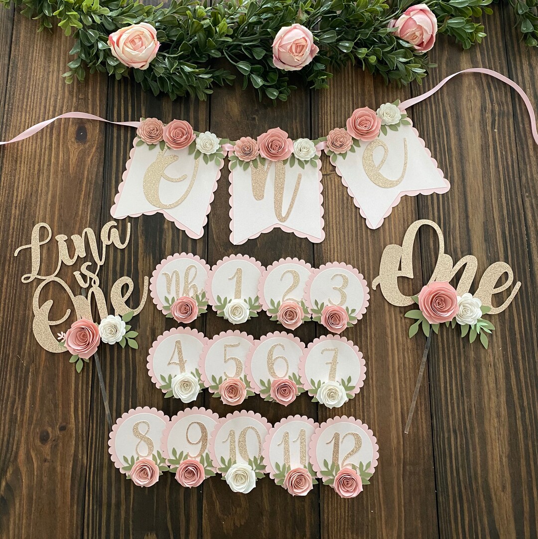 Floral High Chair Banner, 1st Birthday Floral Party Package, Floral