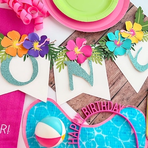 Inspired Moana  party decor, moana high chair banner, moana floral banner, Floral high chair banner, floral party decor, moana party decor