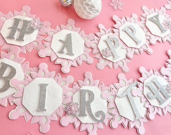 Winter Onederland banner, snowflake banner, winter first birthday decor, Winter Onederland Birthday, Snowflake  Banner, Winter 1st birthday