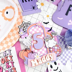 Halloween groovy Cake Topper, Retro Groovy Halloween cake topper, Ghost Groovy Cake Topper, Halloween cake topper, cute ghost cake topper image 5