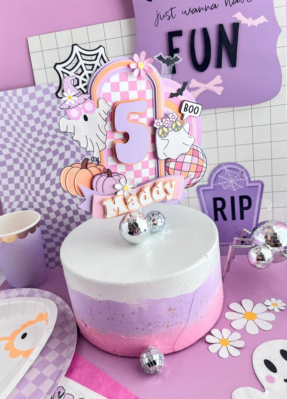 Halloween groovy Cake Topper, Retro Groovy Halloween cake topper, Ghost Groovy Cake Topper, Halloween cake topper, cute ghost cake topper