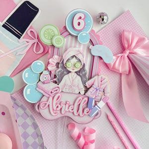 Spa Birthday Cake Topper ,Glam/spa cake topper, Spa Party Decor for Girls ,, Salon Cake Topper, sleepover party, Self-Care Party Cake Topper
