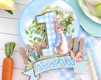 Peter Rabbit Cake Topper, Easter cake topper, bunny cake topper, Peter Rabbit Decorations, Peter Rabbit 1st Birthday, Peter Rabbit theme