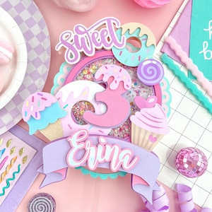 Candyland cake topper, Sweet Three Cake Topper, sweet birthday, donut cake topper,One Sweet Birthday, ice cream cake topper, Candyland party