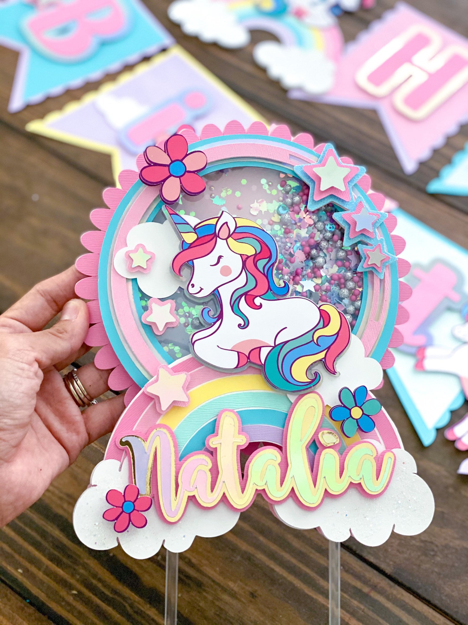 Unicorn shaker cake topper Unicorn Cake topper Rainbow Cake | Etsy