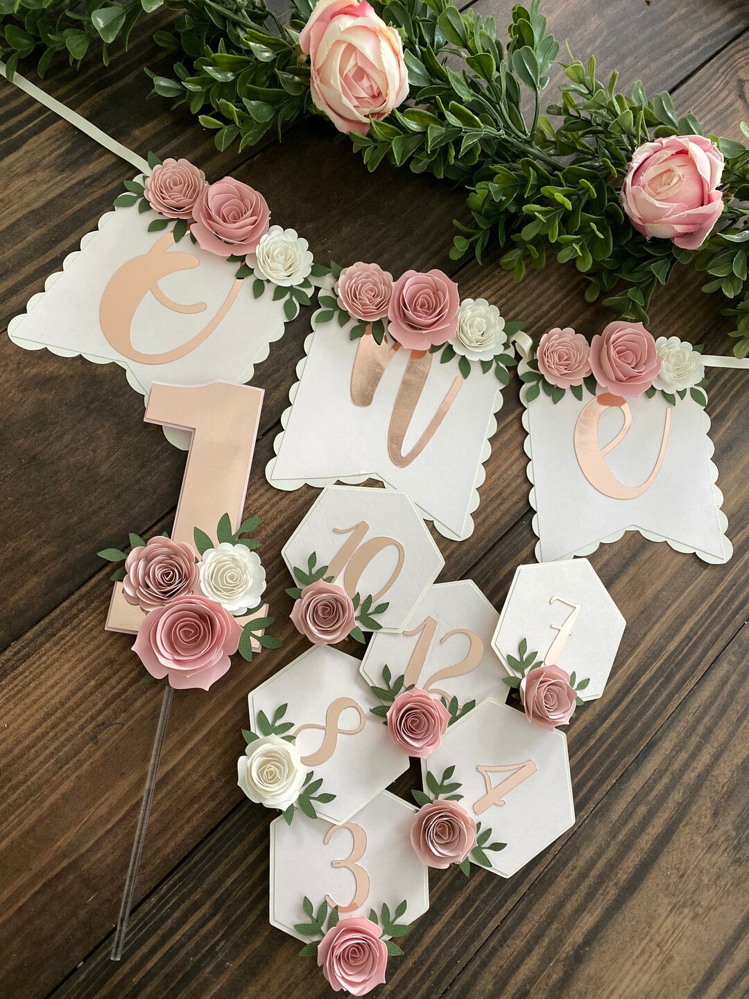 Floral High Chair Banner 1st Birthday Floral Party Package Etsy