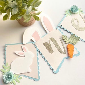 Bunny one high chair banner, Bunny garland, 1st birthday Bunny theme, Some bunny is one, bunny Easter decor