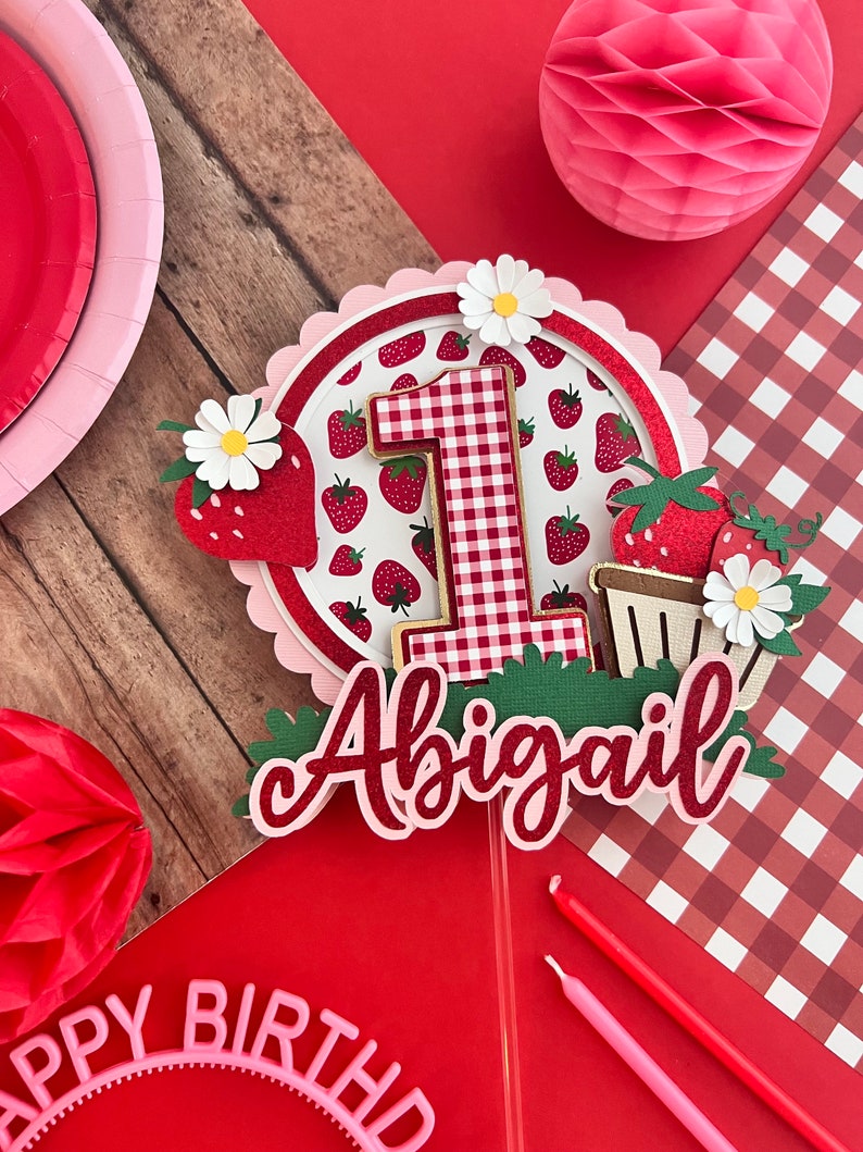 Berry First Birthday Cake Topper, Strawberry Theme Party Decor - Etsy