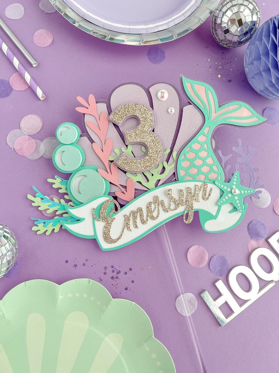 Mermaid Happy Birthday Banner – Purple Under The Sea Party Decor, Tear-Resistant Pennant Banner - View #5