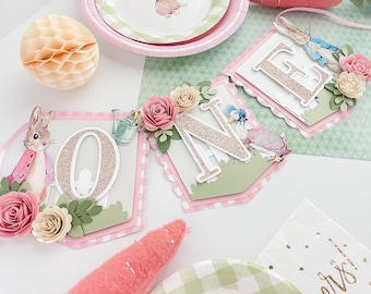 Girl Peter Rabbit High Chair Banner, Some bunny is one banner, Bunny Birthday Party, Bunny theme, Some bunny is one, Easter birthday