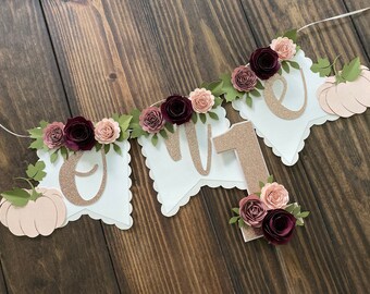 Pumpkin high chair banner, pumpkin high chair banner, fall theme party, little pumpkin 1st birthday, pumpkin decorations