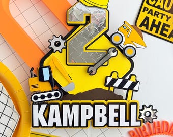 Construction cake topper, excavator cake topper, construction birthday, dump truck cake topper,excavator party